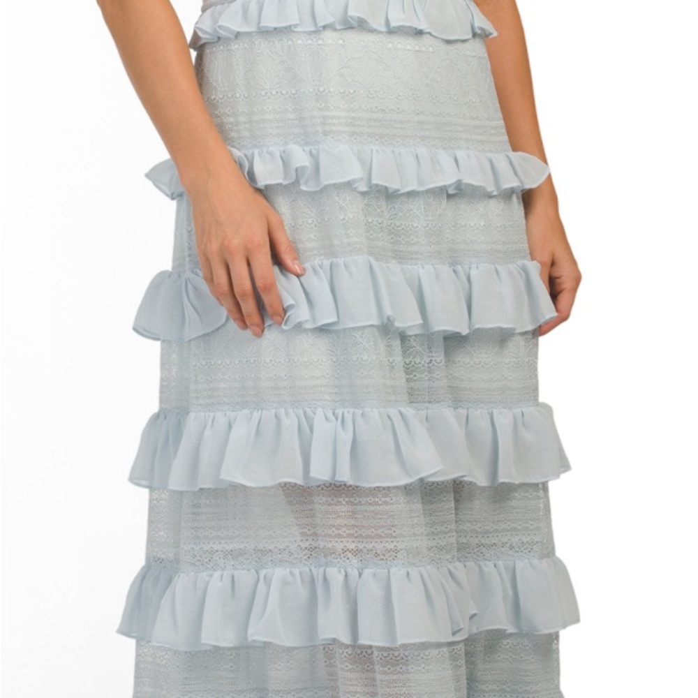 BCBGMaxAzria Light Blue Ruffle Maxi Dress - Picture 4 of 12